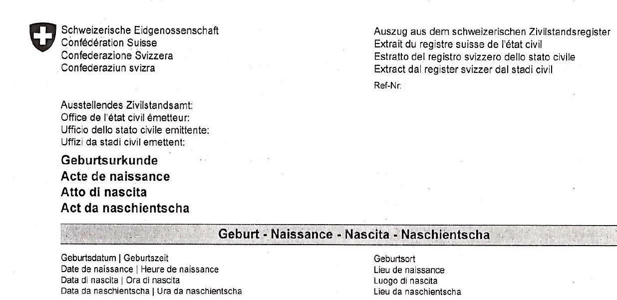Nationale Geburtsurkunde